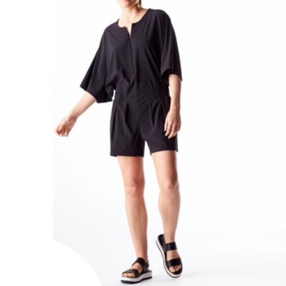 🌺 Lucy Unhindered 3/4 Sleeve Lounge Black Romper Size XS - Picture 2 of 8